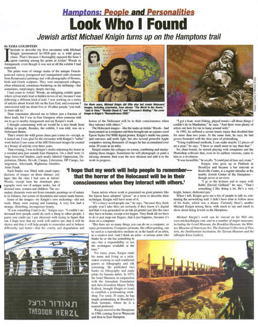 Jewish World article, cover